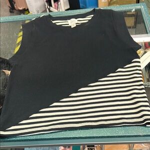 Maeve Black and White Striped Top